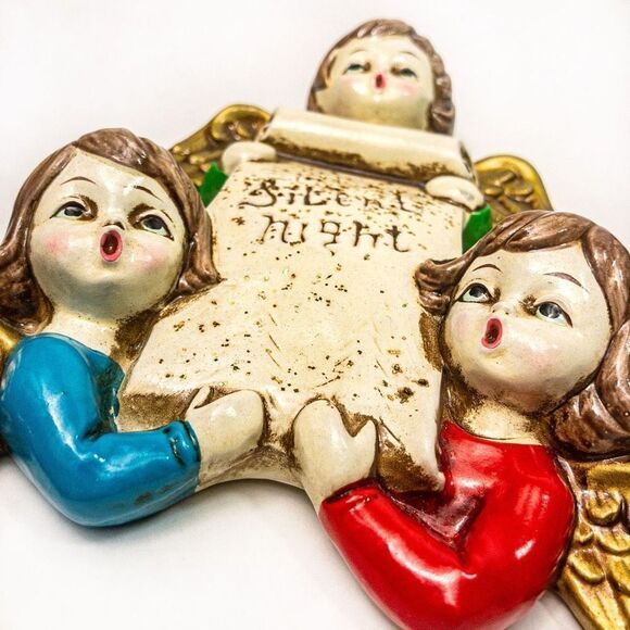 Angels Sing Silent Night Vintage Wall Plaque - Picture 4 of 9